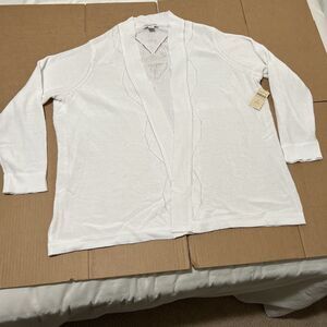 Coldwater Creek Ribbed Open Front Cardigan Sz 3X Lightweight Ladder Lace White